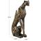 19" Bronze Polystone Distressed Textured Sitting Leopard Sculpture with Cutouts & Gold Accents